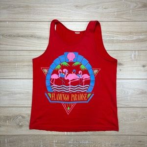 Vintage 80s Flamingo Paradise Tank Top size L